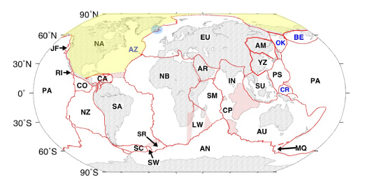 tectonics plates map. Tectonic plate map, courtesy
